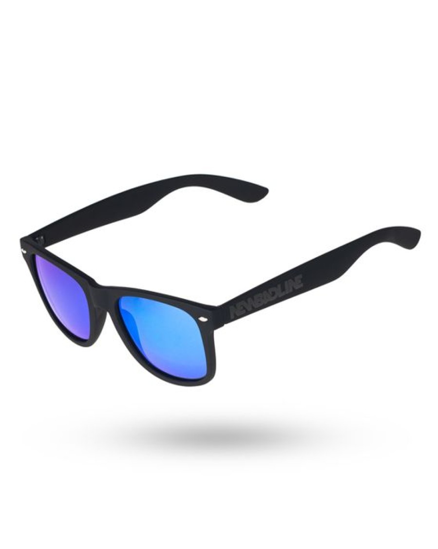 Okulary New Bad Line | Okulary Classic Polarized Black Rubber Blue Mirror 00-457