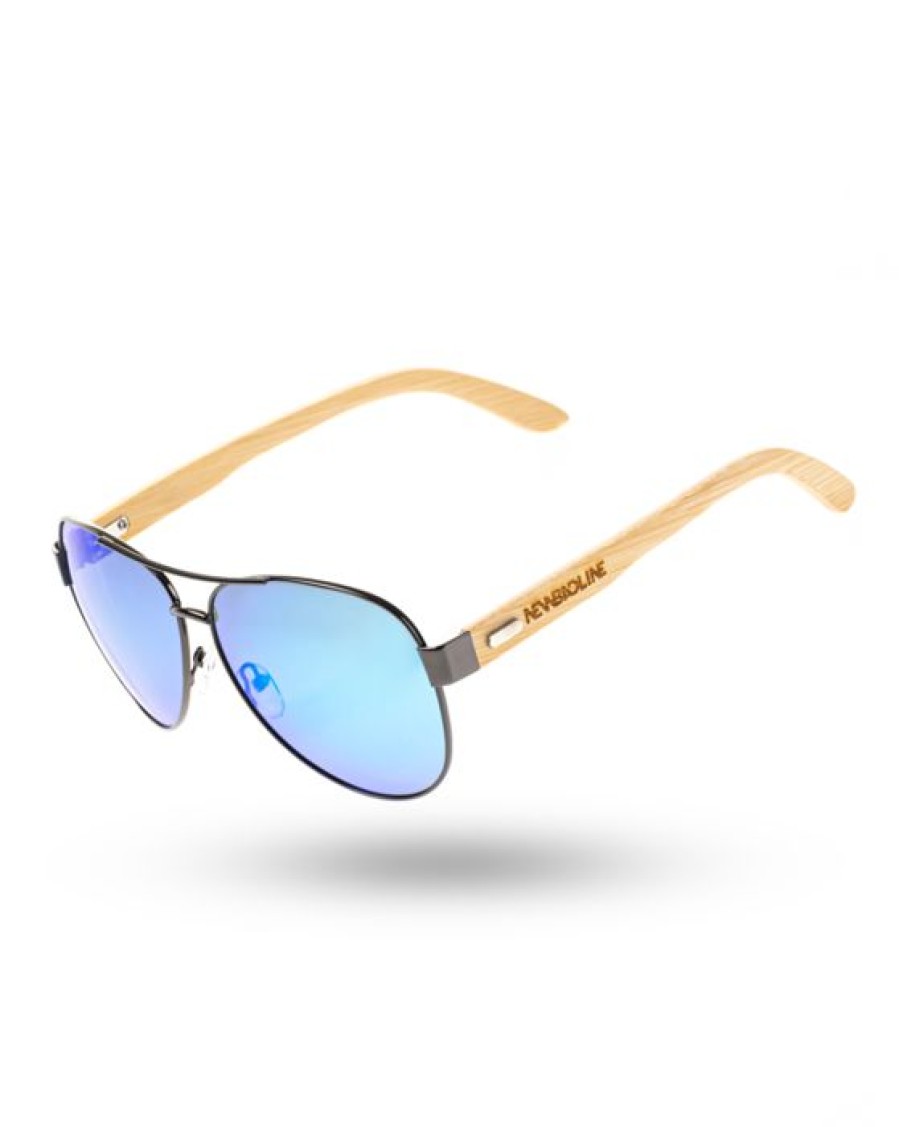 Okulary New Bad Line | Okulary Patrol Bamboo Polarized Wood Blue Mirror 00-12