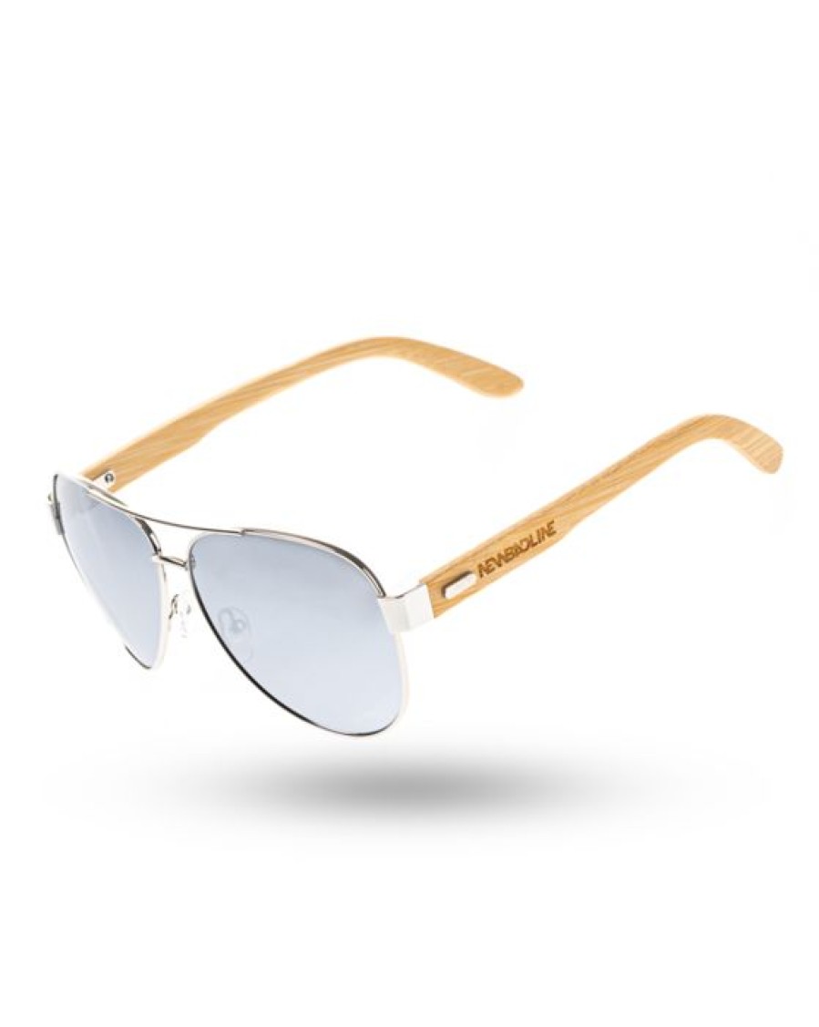 Okulary New Bad Line | Okulary Patrol Bamboo Polarized Wood Silver Mirror 00-11