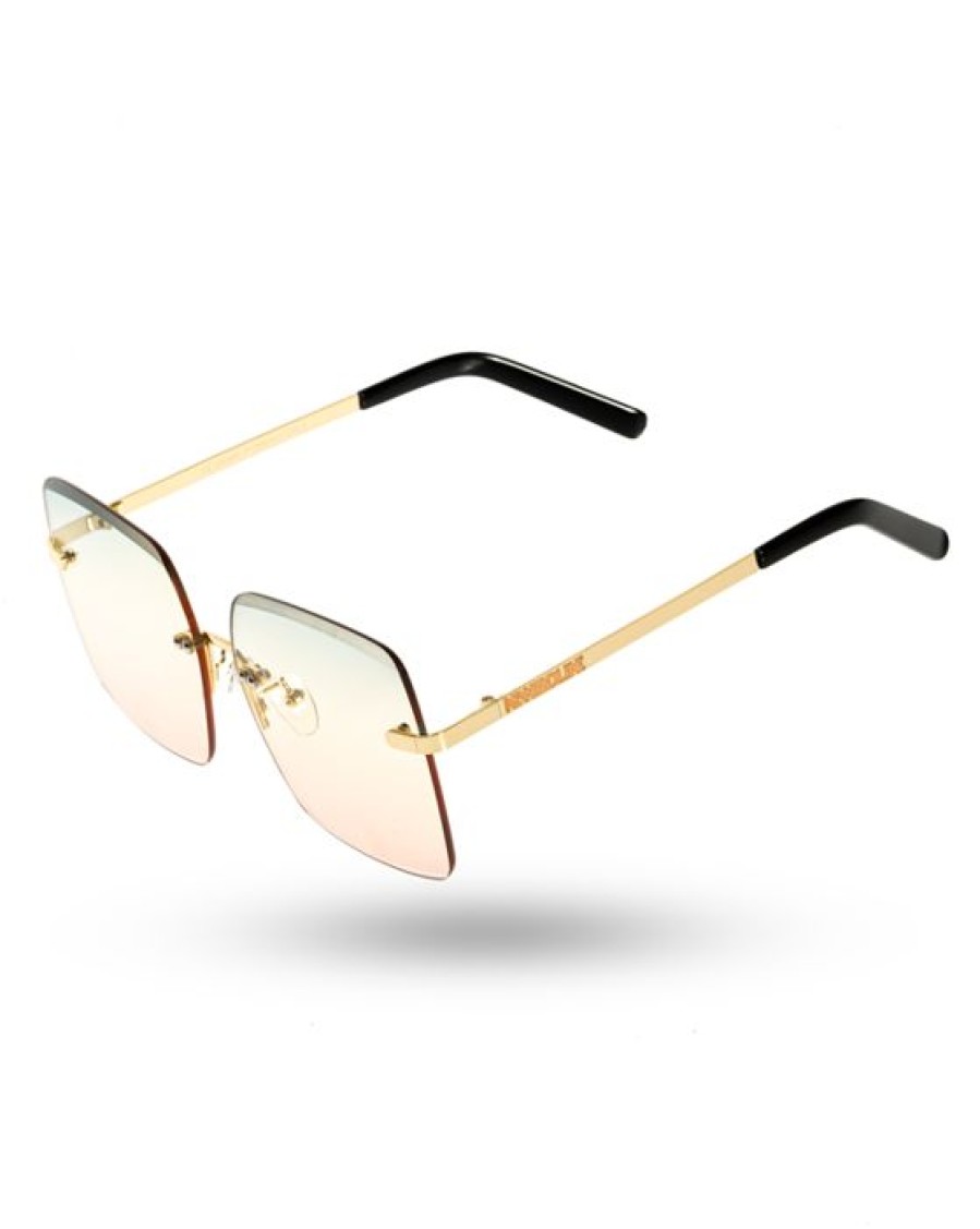 Okulary New Bad Line | Okulary Gloosy Gold Metal Green-Pink 00-303