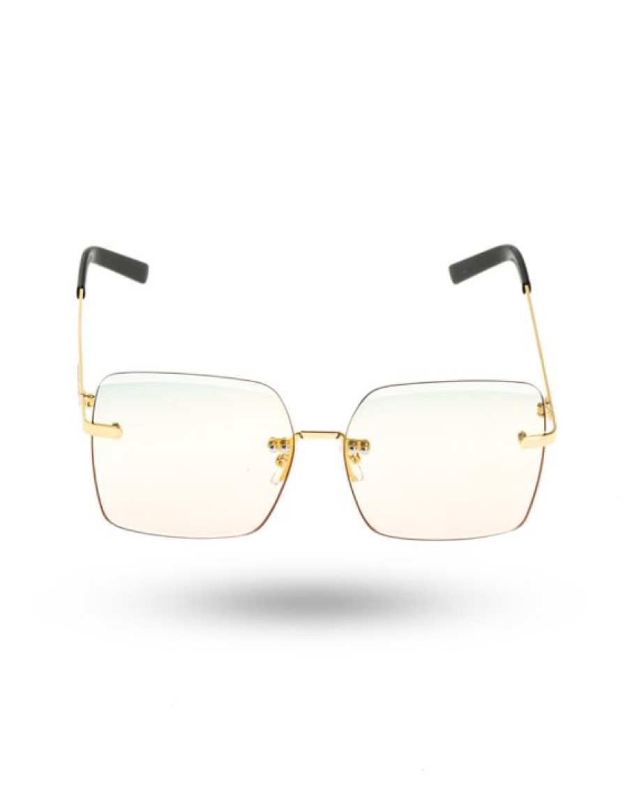 Okulary New Bad Line | Okulary Gloosy Gold Metal Green-Pink 00-303