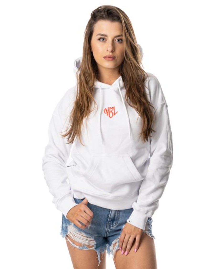 Ona New Bad Line Z Kapturem | Bluza Z Kapturem Damska Heart White